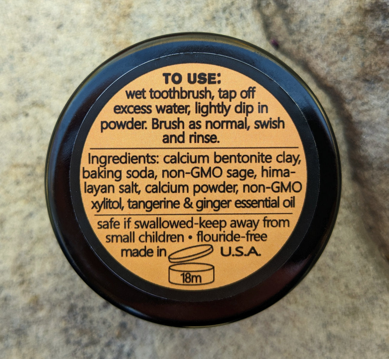 Natural Mineralizing Tooth Powder, Tangerine-Ginger, 4 oz / 9 Month Supply!
