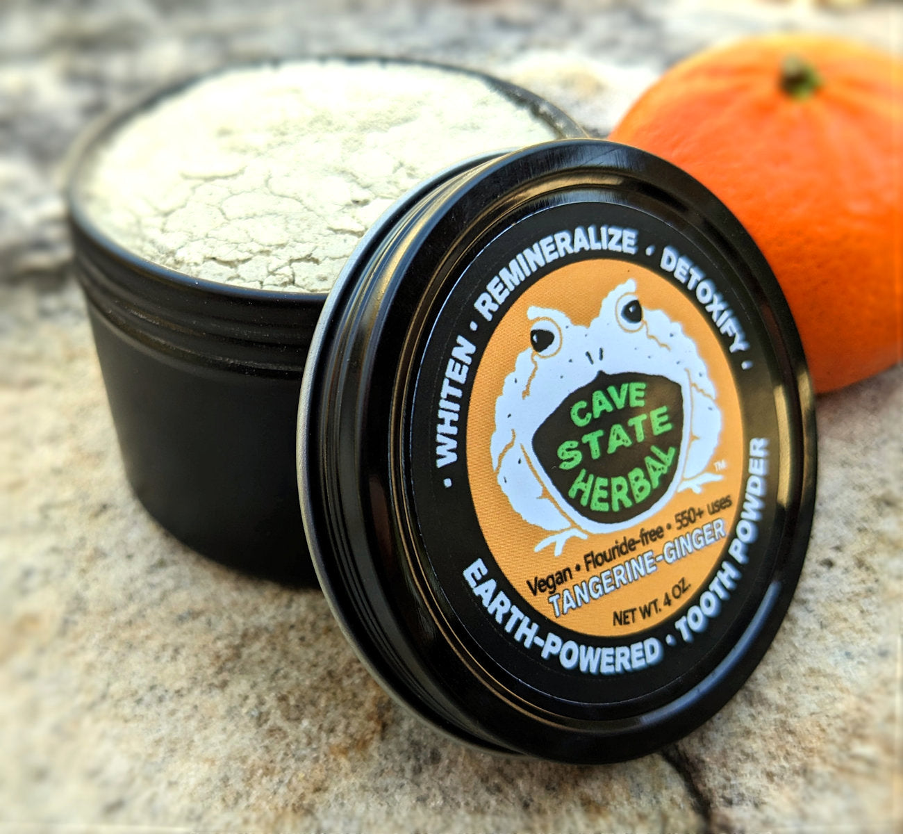 Natural Mineralizing Tooth Powder, Tangerine-Ginger, 4 oz / 9 Month Supply!